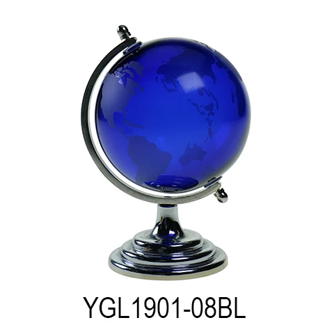 Blue Glass Globe with Golden Frame, SKU YGL1901-08BL